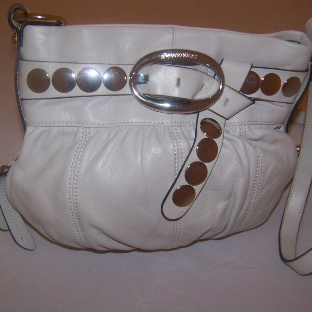 B. Makowsky Black Silver Studded Belt Shoulder Hob